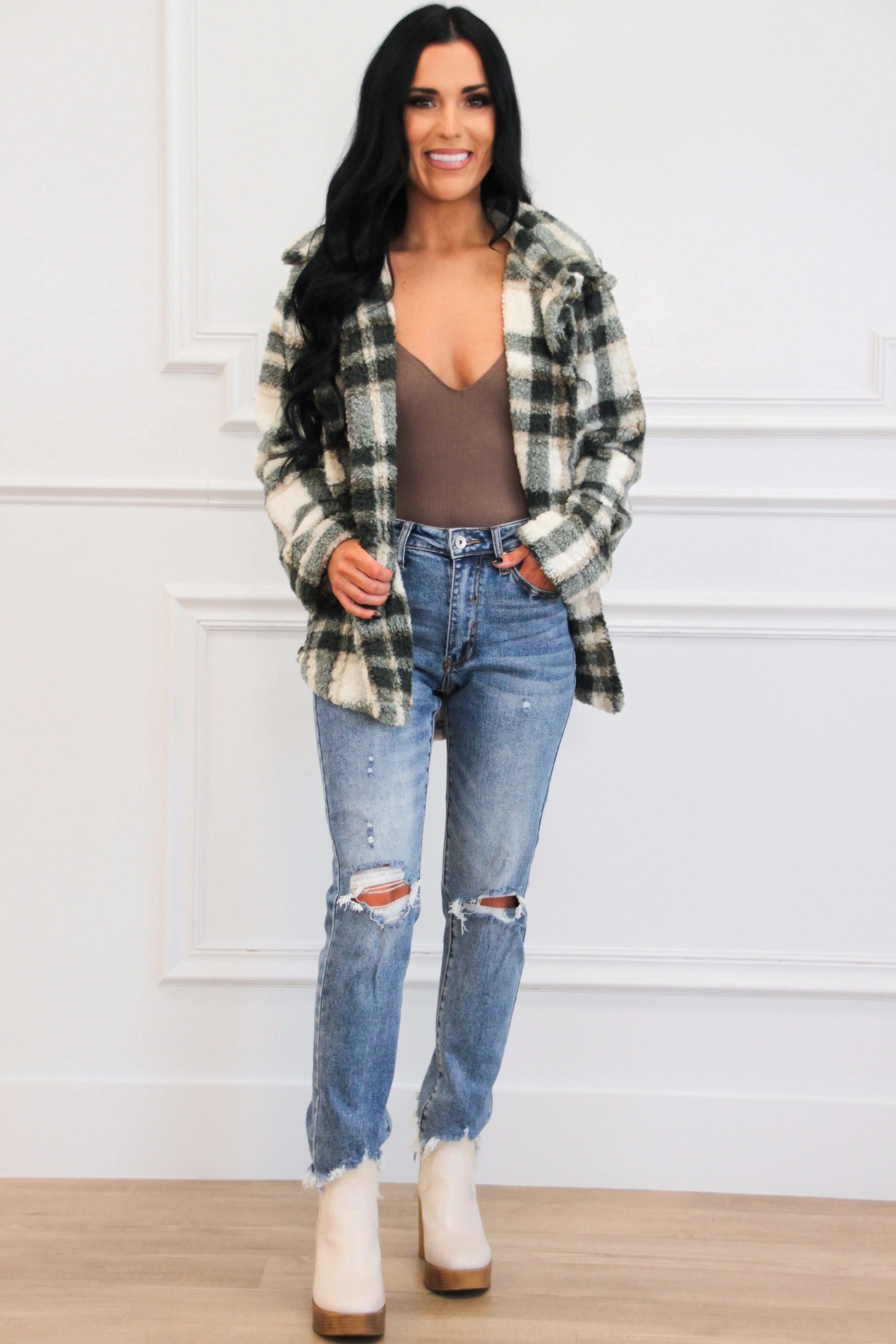 Addie Distressed Mid Rise Straight Denim: Medium Wash