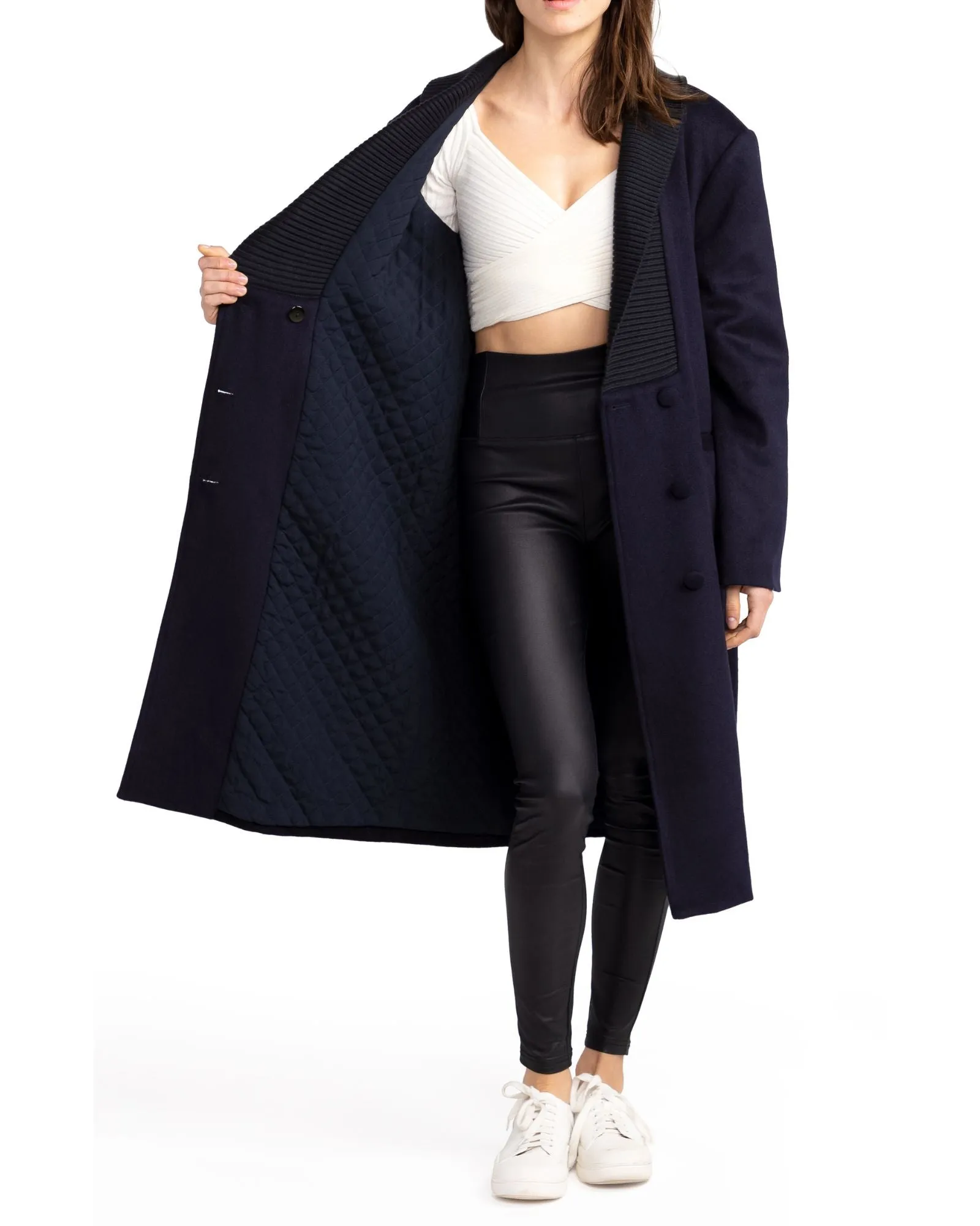 After Party Qulited Lining Coat - Navy