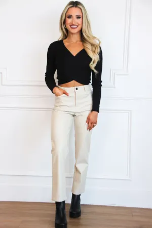Anna Crossover Crop Top: Black