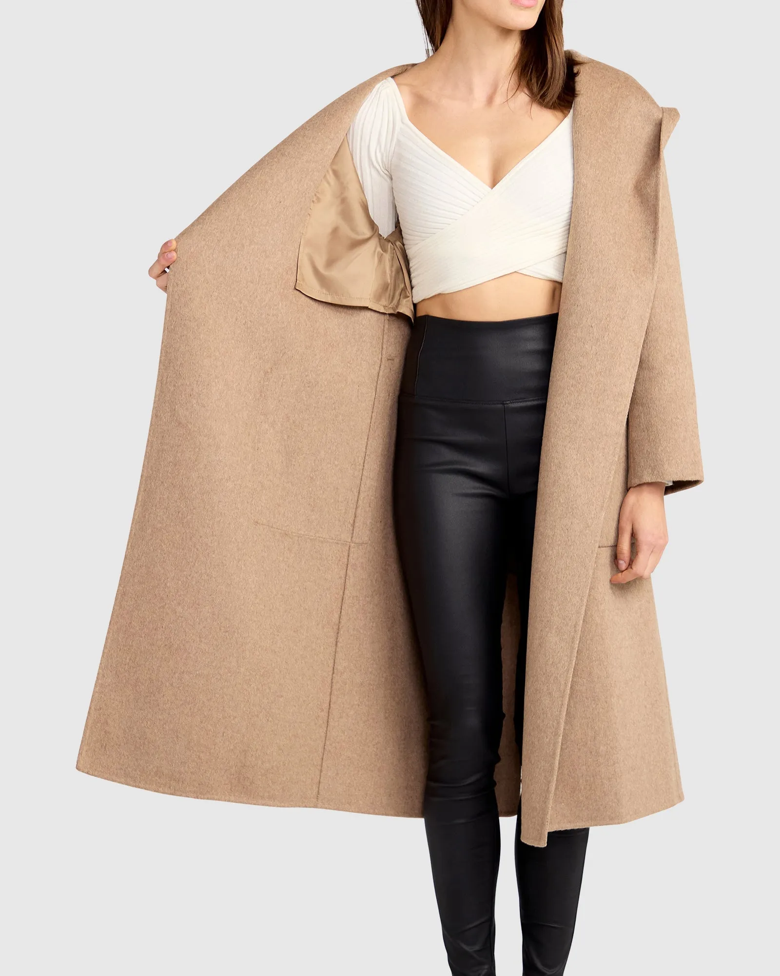 Arcadia Oversided Coat with Hood - Oat