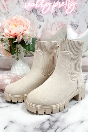 Arctic Suede Booties: Beige