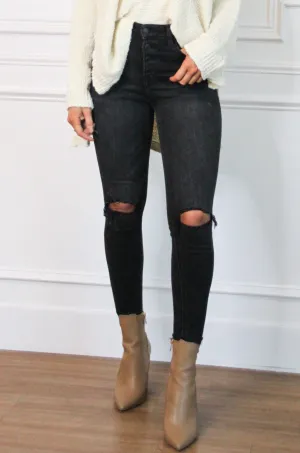 Ava Destroyed Denim: Ash Black