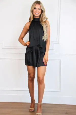 Aviana High Neck Two Piece Set: Black