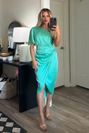 Back to You Satin Midi Dress: Mint