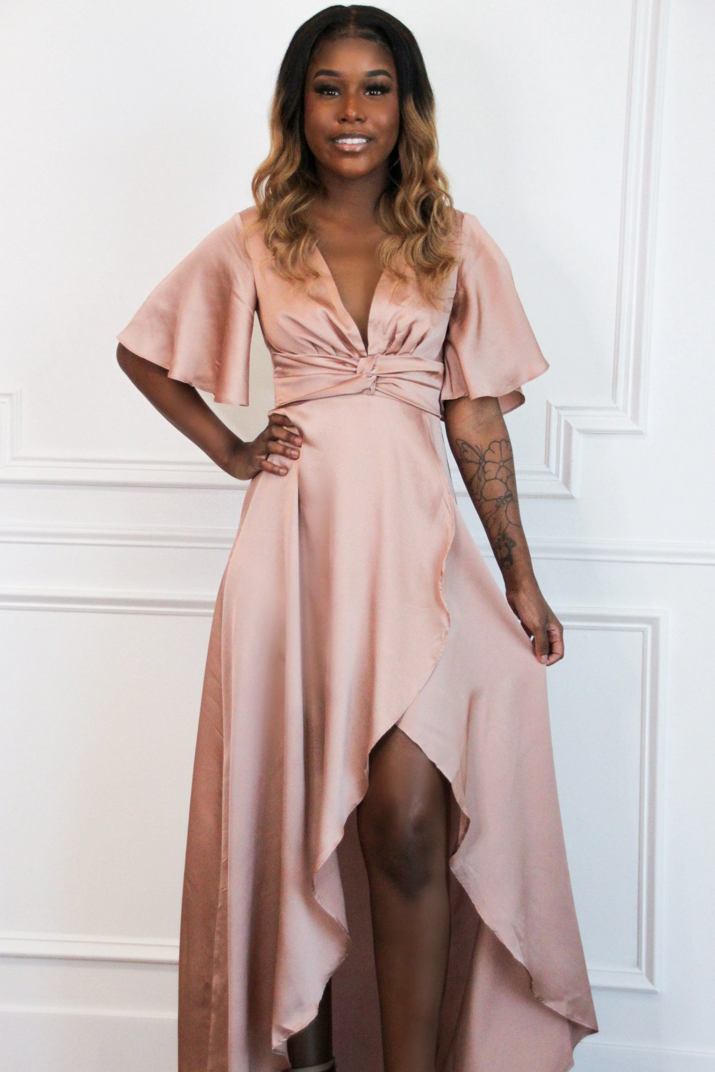 Before You Go Maxi Dress: Rose Gold