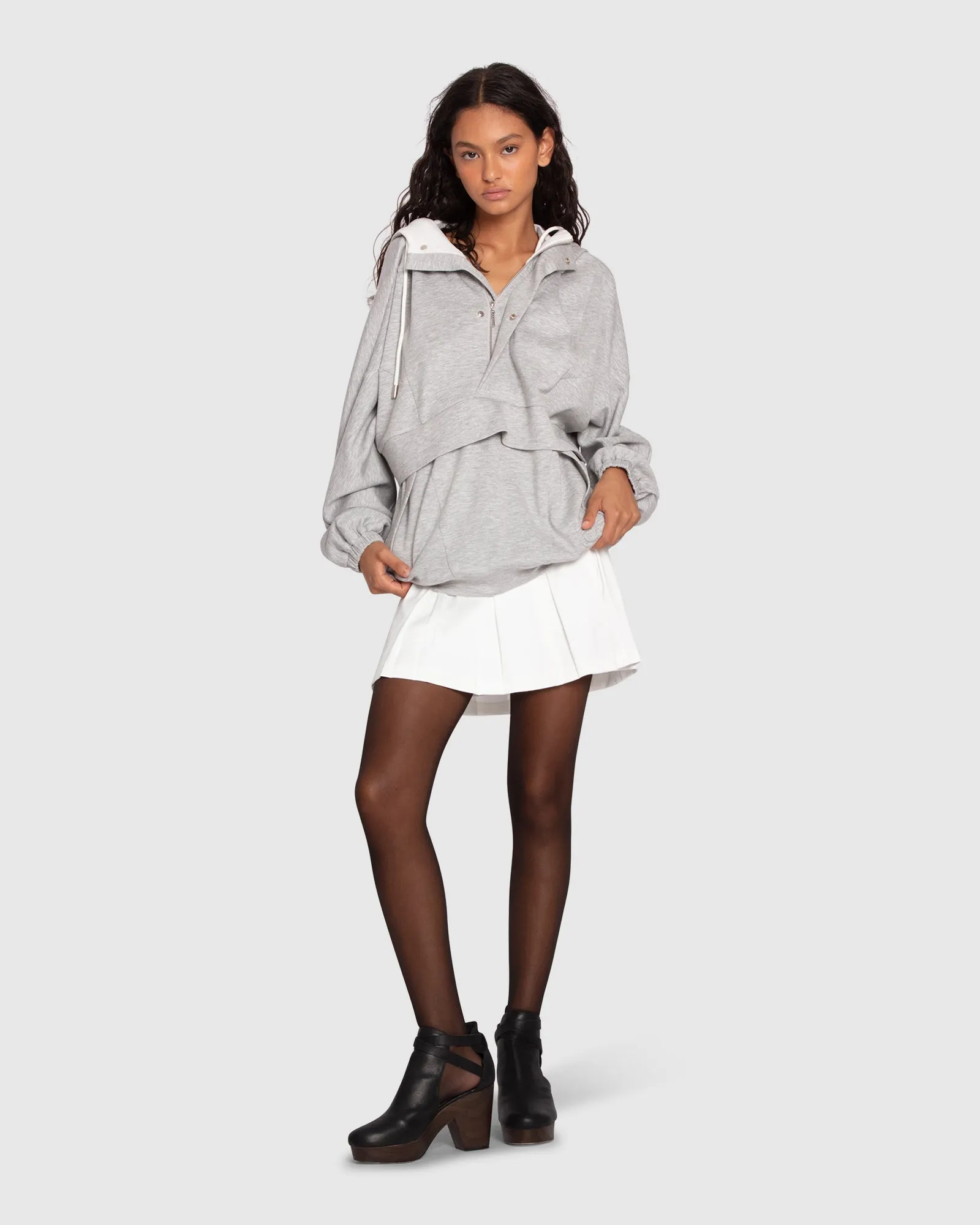 Best Of Me Panelled Hoodie - Grey Marle
