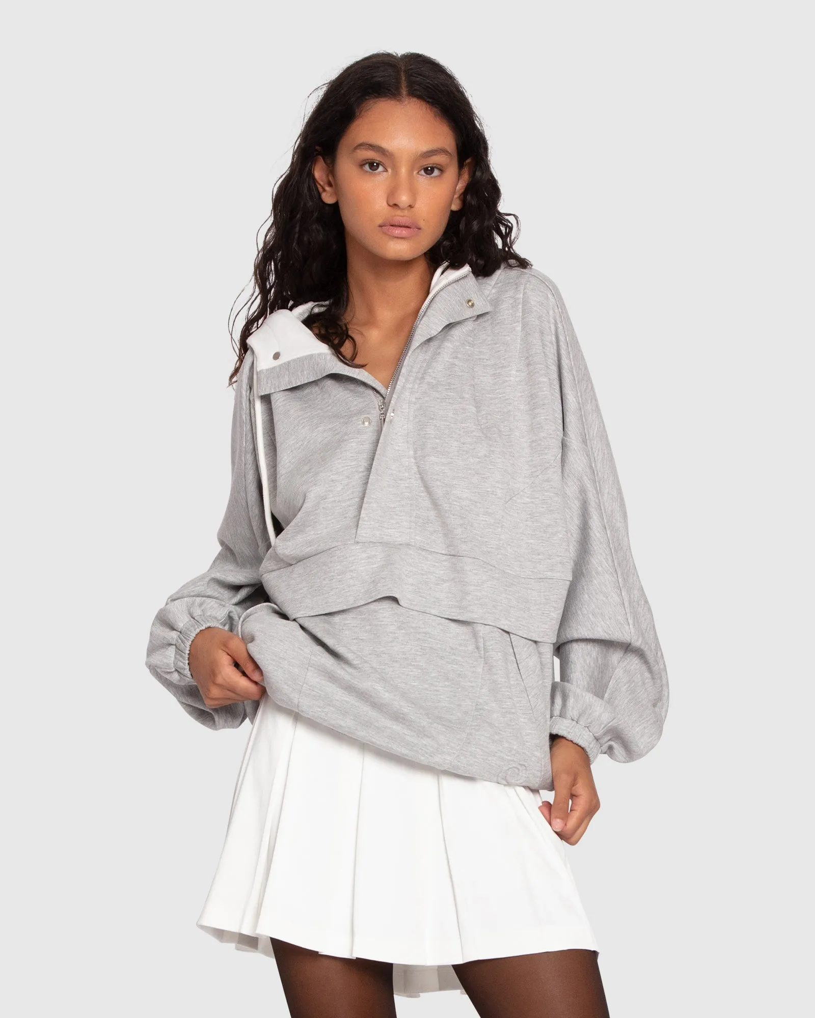 Best Of Me Panelled Hoodie - Grey Marle