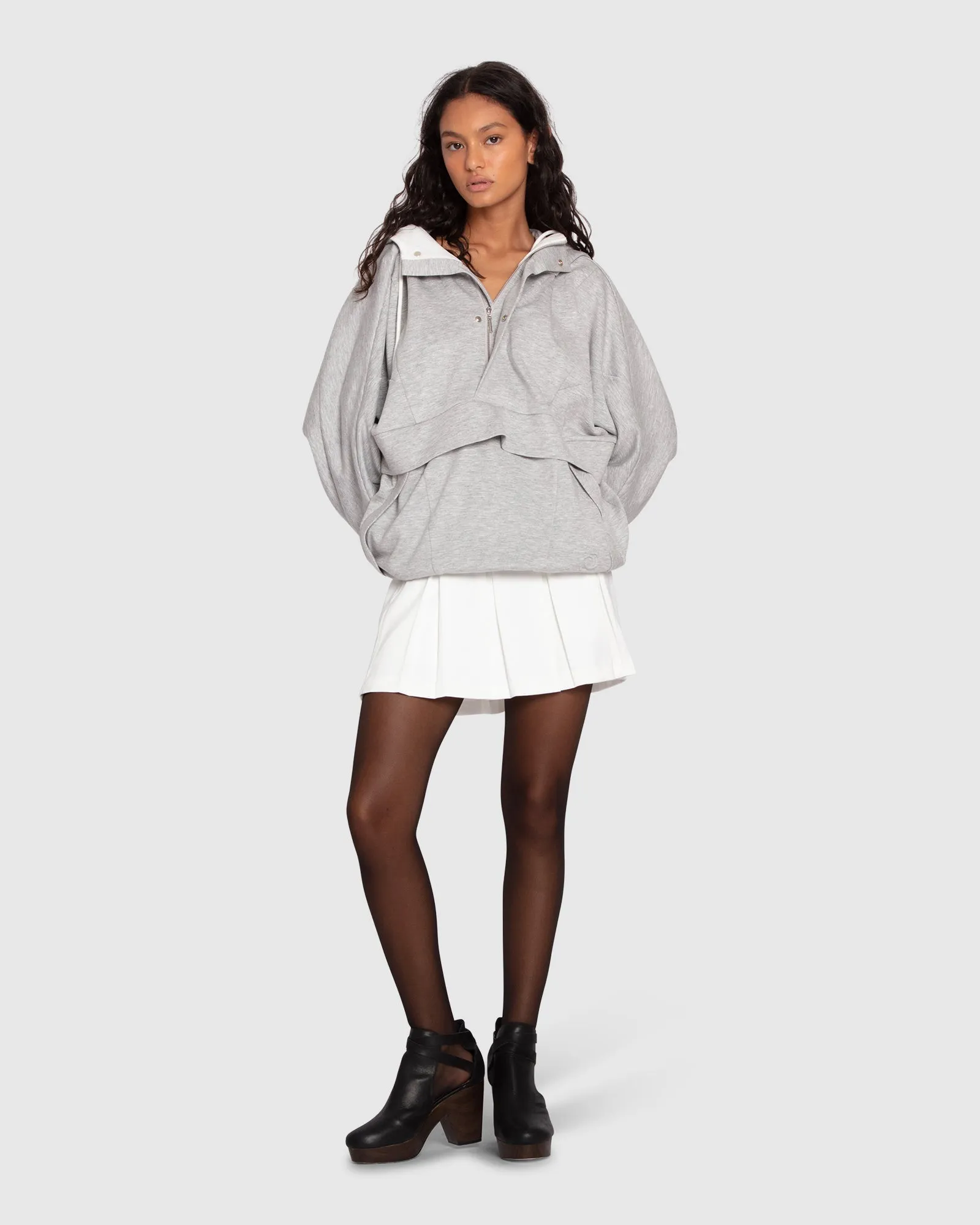 Best Of Me Panelled Hoodie - Grey Marle