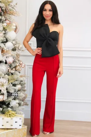 Big Bow Energy Crop Top: Black