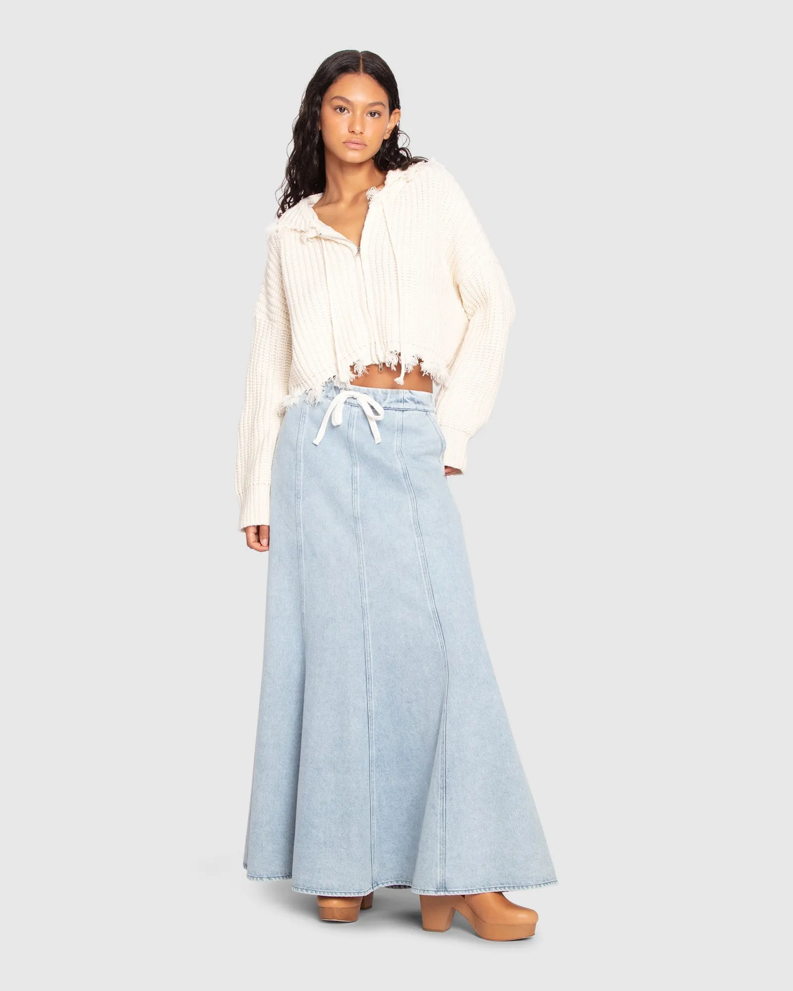 Bold Love Maxi Skirt - Stonewash