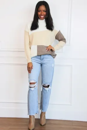 Born With It Colorblock Sweater: Cream Multi