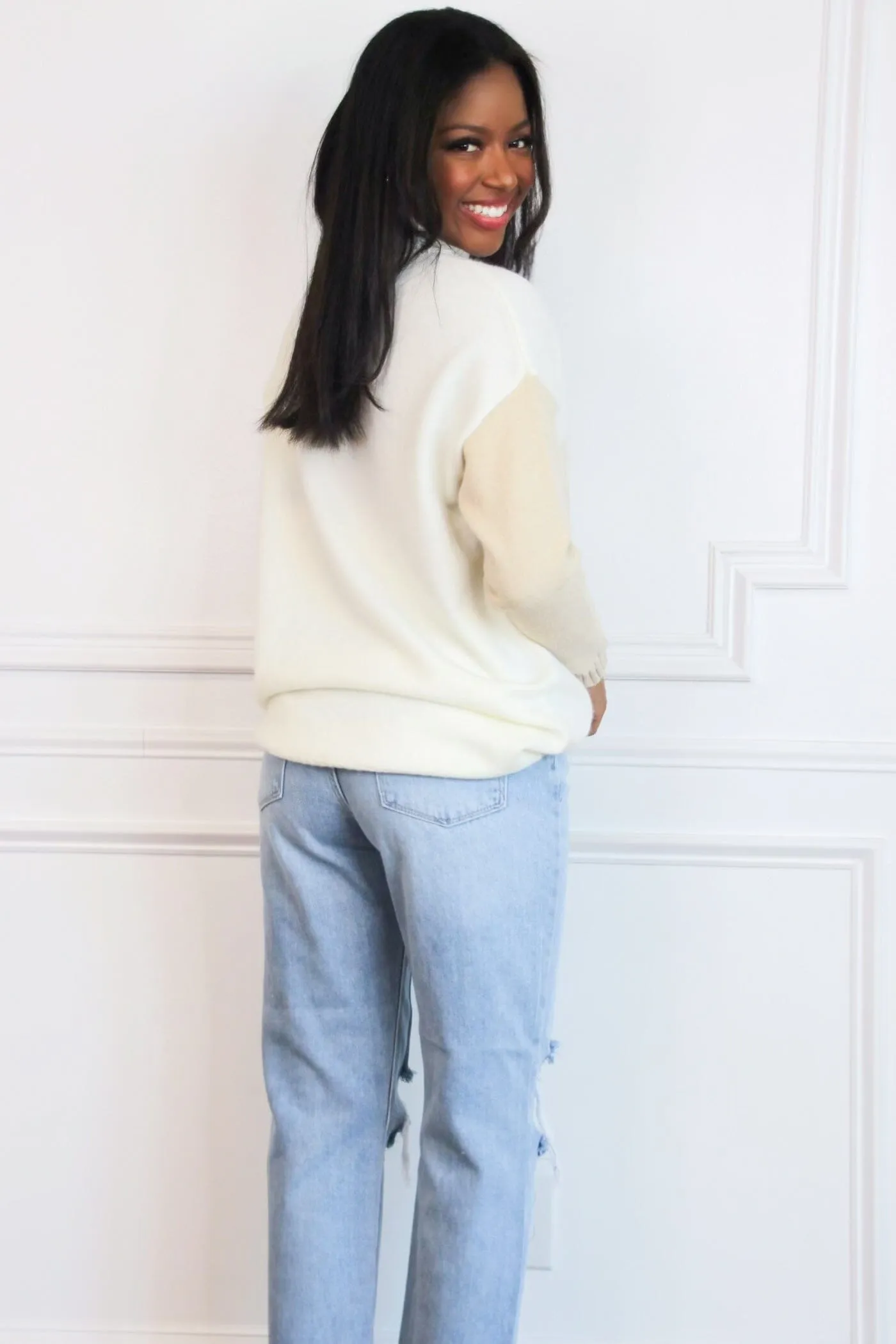 Born With It Colorblock Sweater: Cream Multi