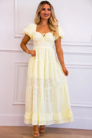 Brissa Eyelet Maxi Dress: Yellow