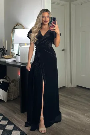 Campbell Velvet Maxi Dress: Black