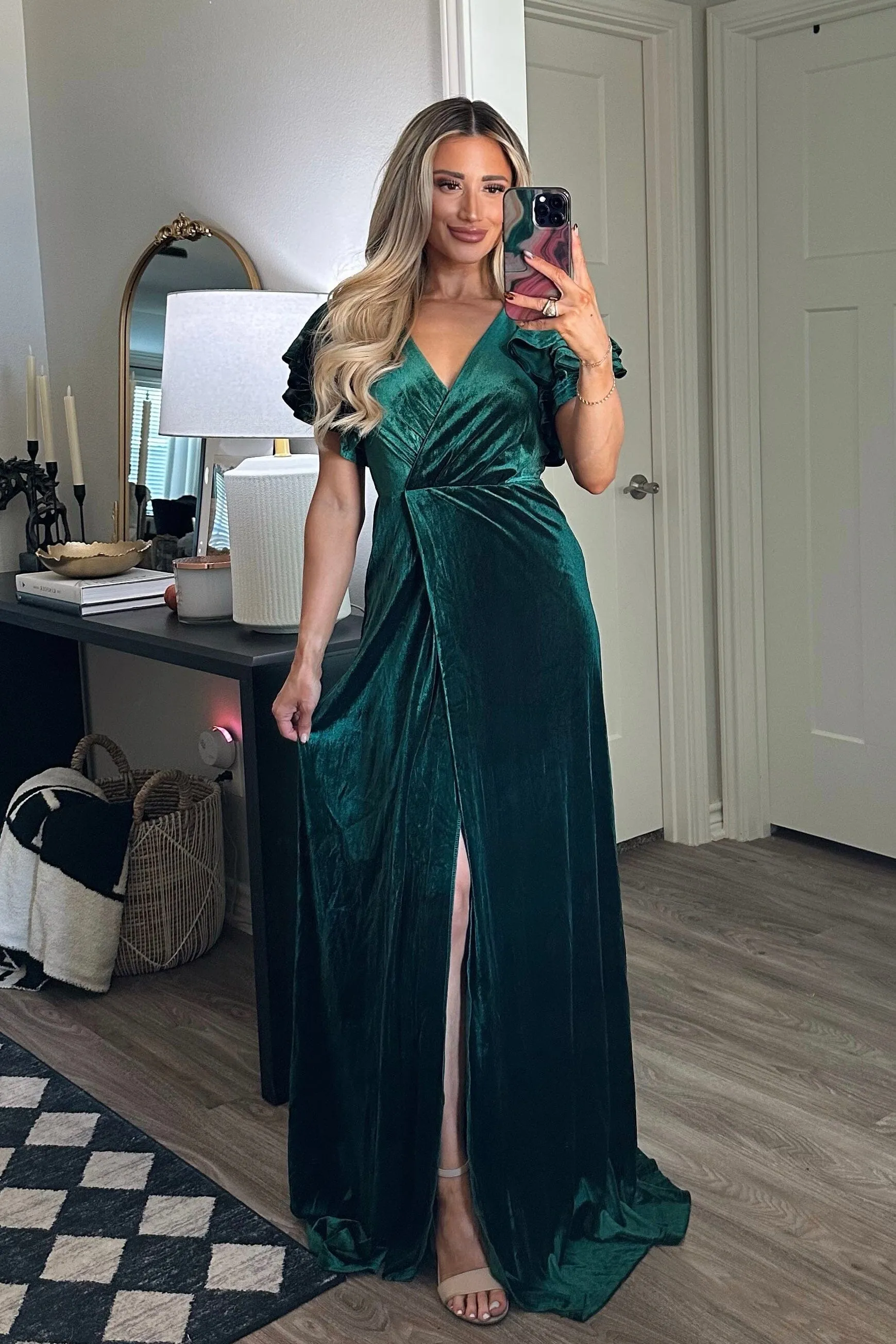 Campbell Velvet Maxi Dress: Emerald