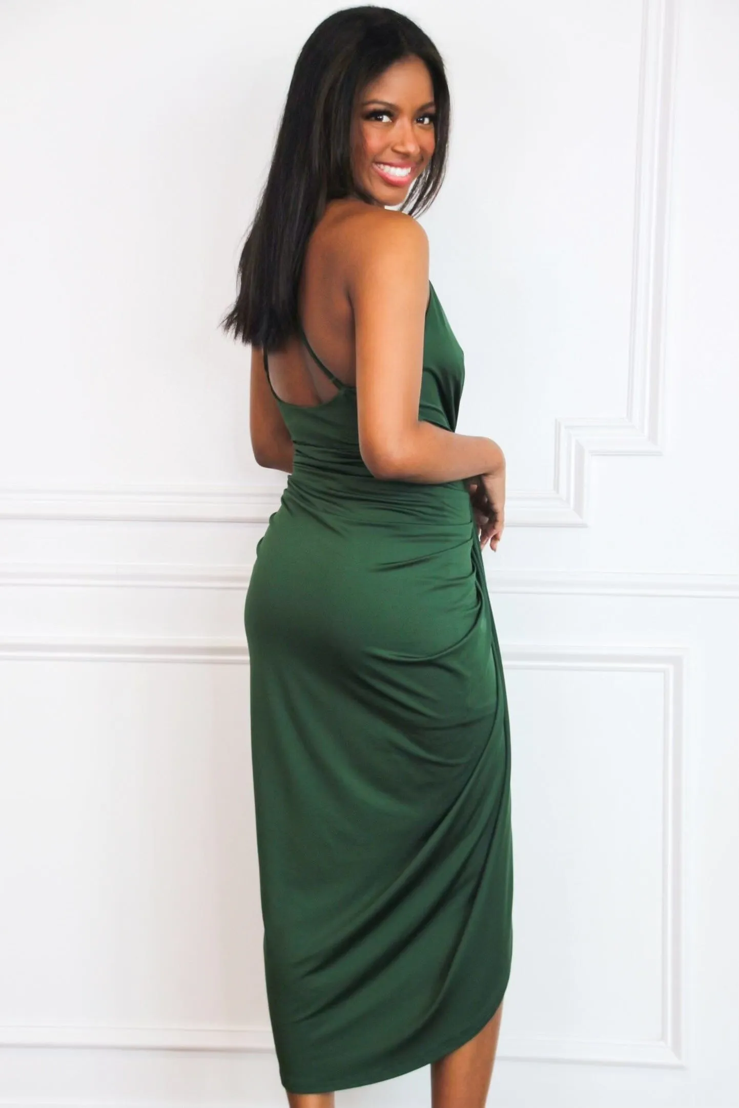 Can't Quit You Midi Dress: Hunter Green