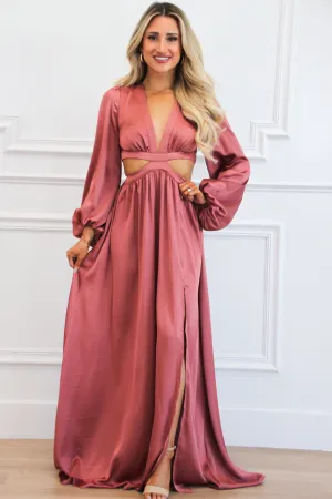 Carlton Cutout Satin Maxi Dress: Mauve