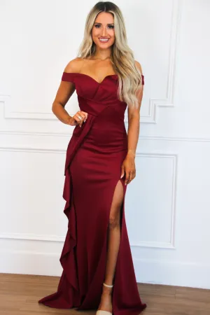 Chic Beauty Slit Formal Dress: Burgundy