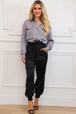 Classic Satin Utility Top: Blue Gray