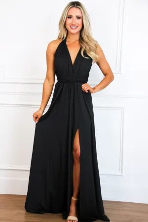 Classic Wrap Maxi Dress: Black
