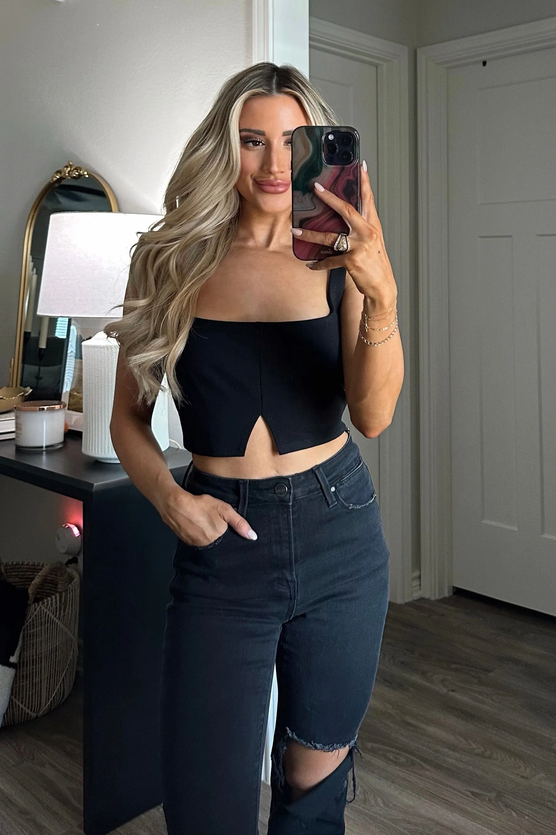 Come on Over Crop Top: Black