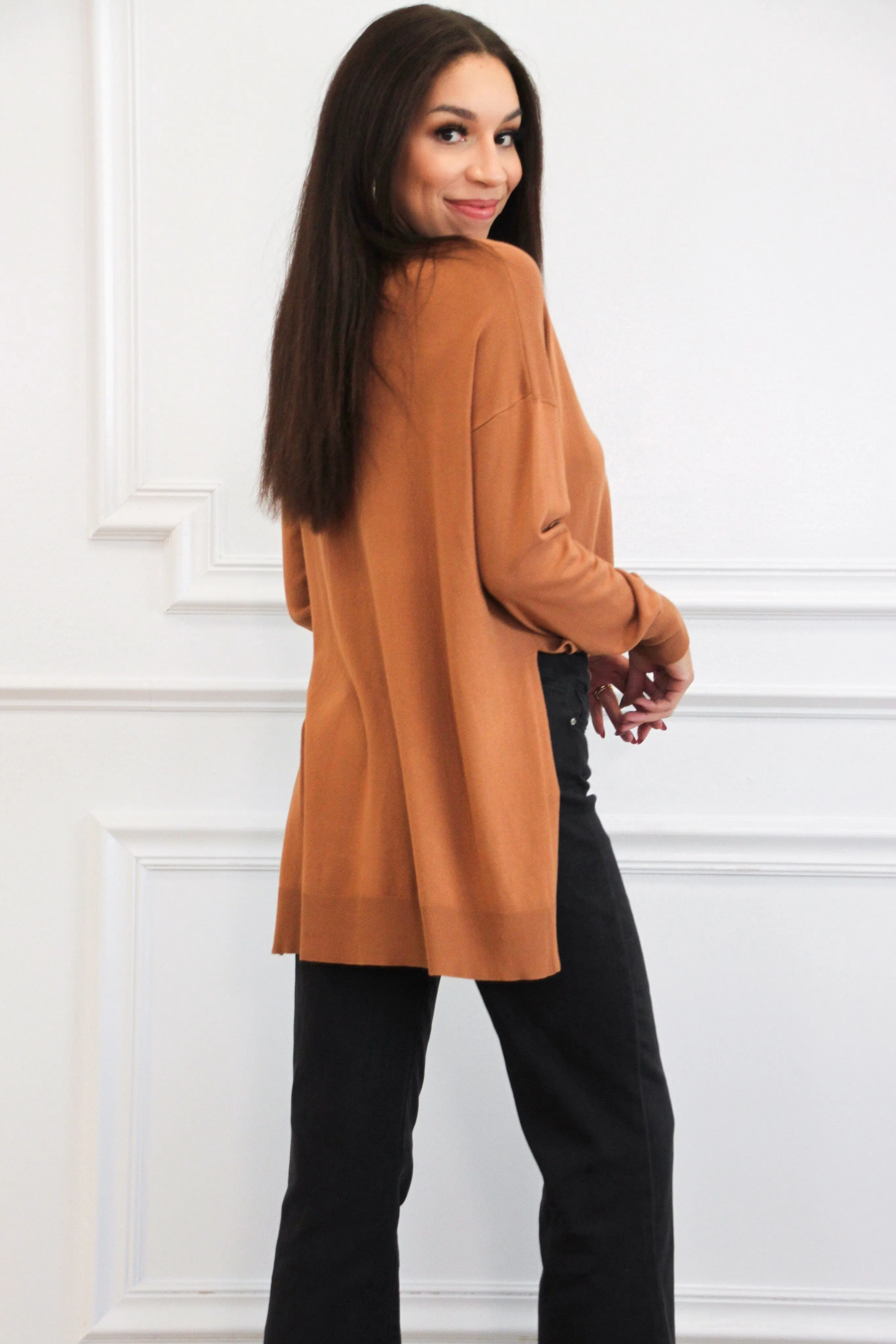 Comfort Crush Oversized Sweater: Camel