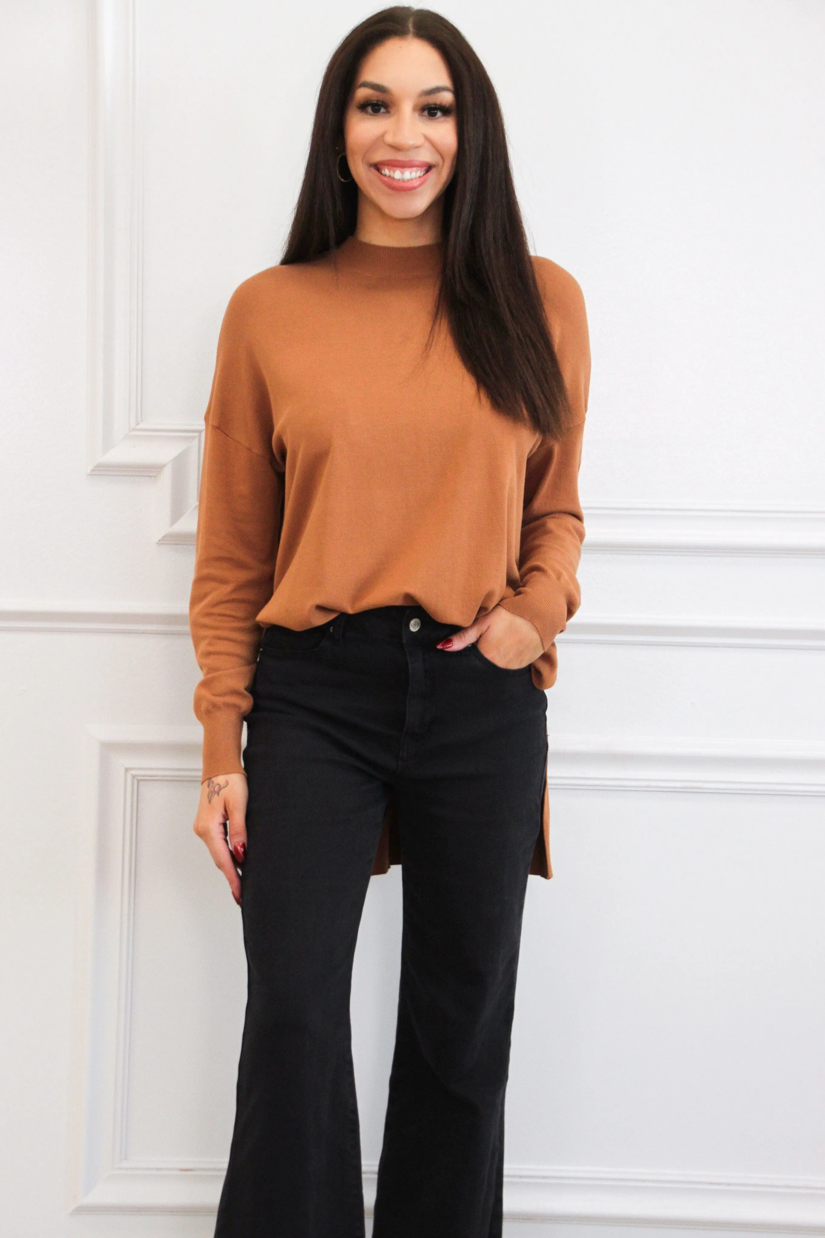 Comfort Crush Oversized Sweater: Camel