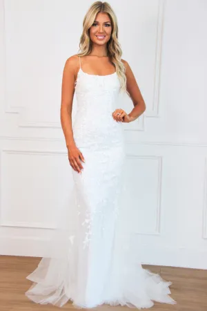 Cora Open Back Lace Wedding Dress: White