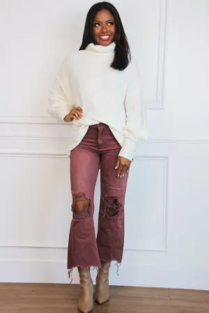 Count Me In Oversized Turtleneck Sweater: Off White
