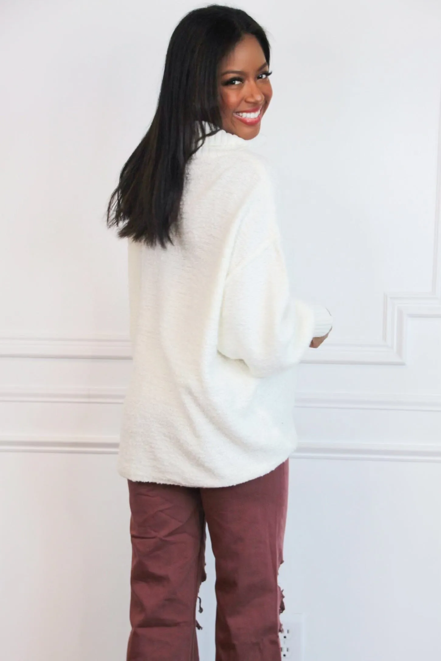 Count Me In Oversized Turtleneck Sweater: Off White