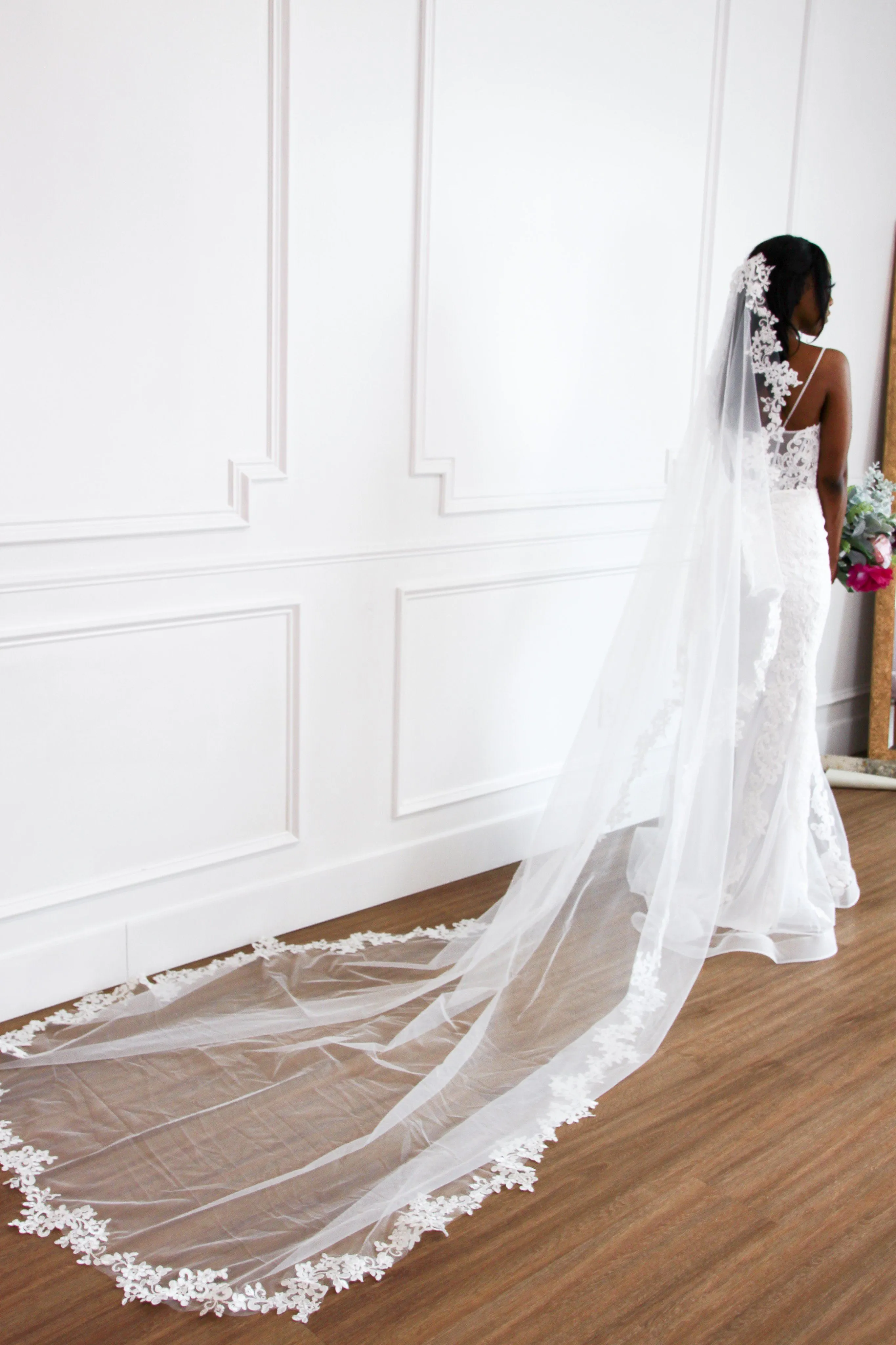 Covered in Lace Wedding Cathedral Veil: Off White