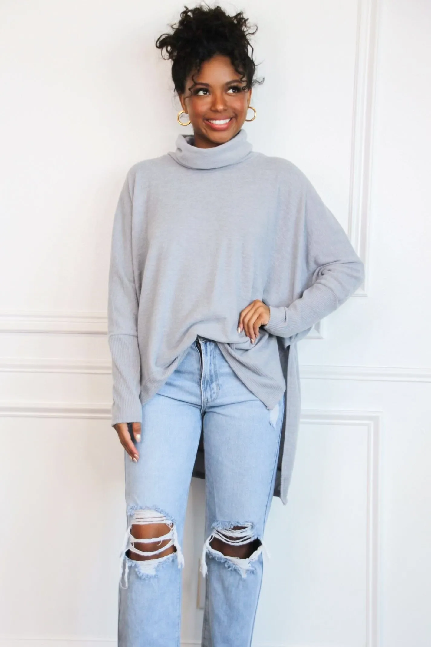 Cozy Chic Soft Oversized Sweater: Heather Gray