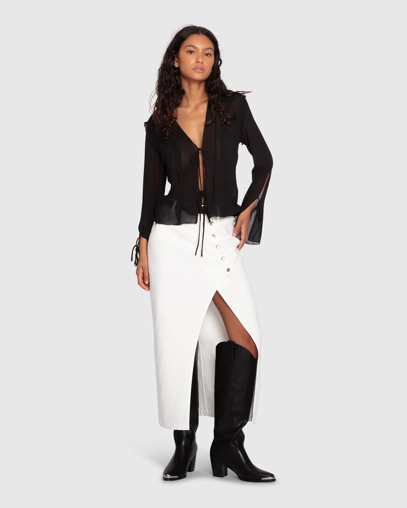 Current Obsession Tie Shirt - Black