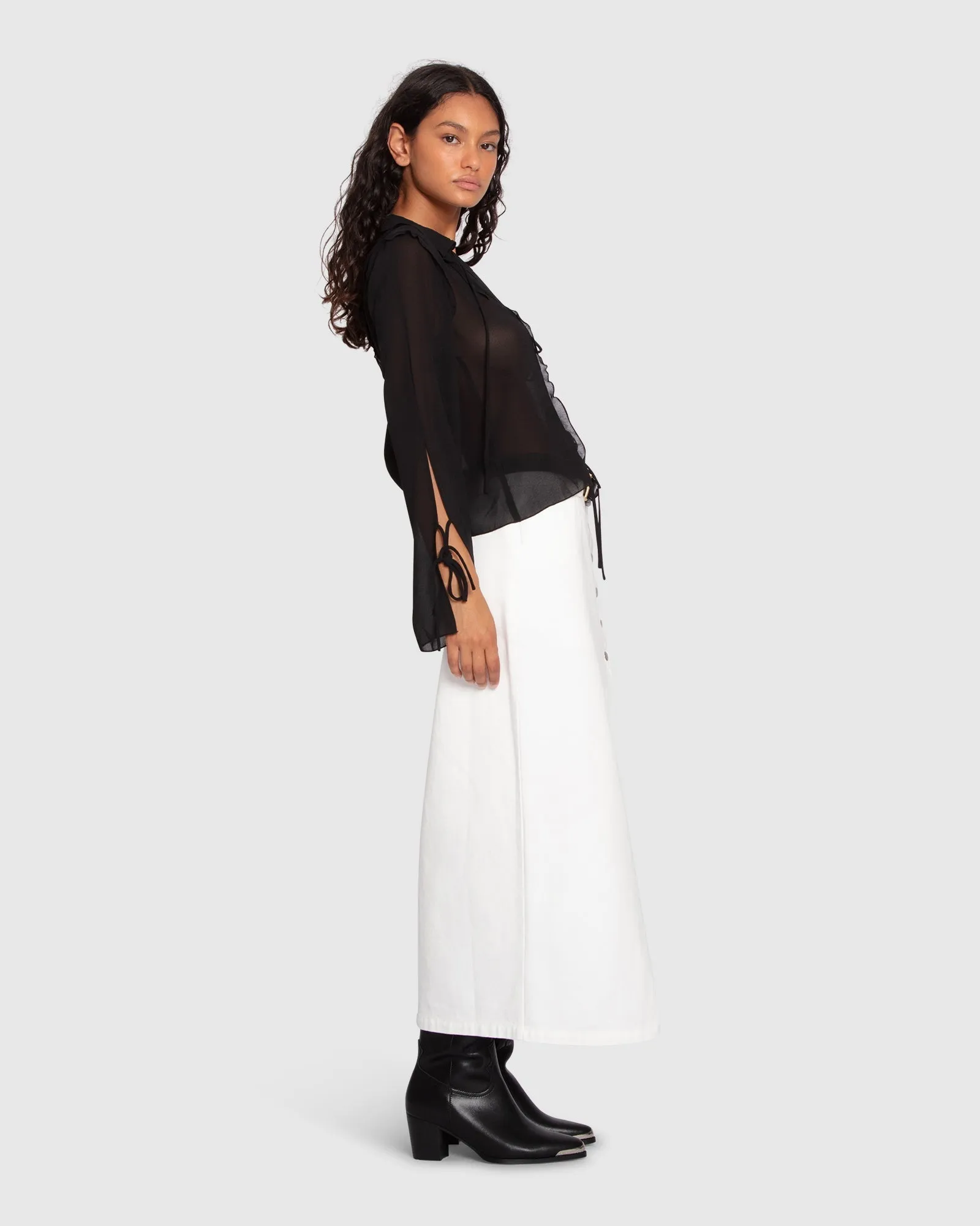 Current Obsession Tie Shirt - Black