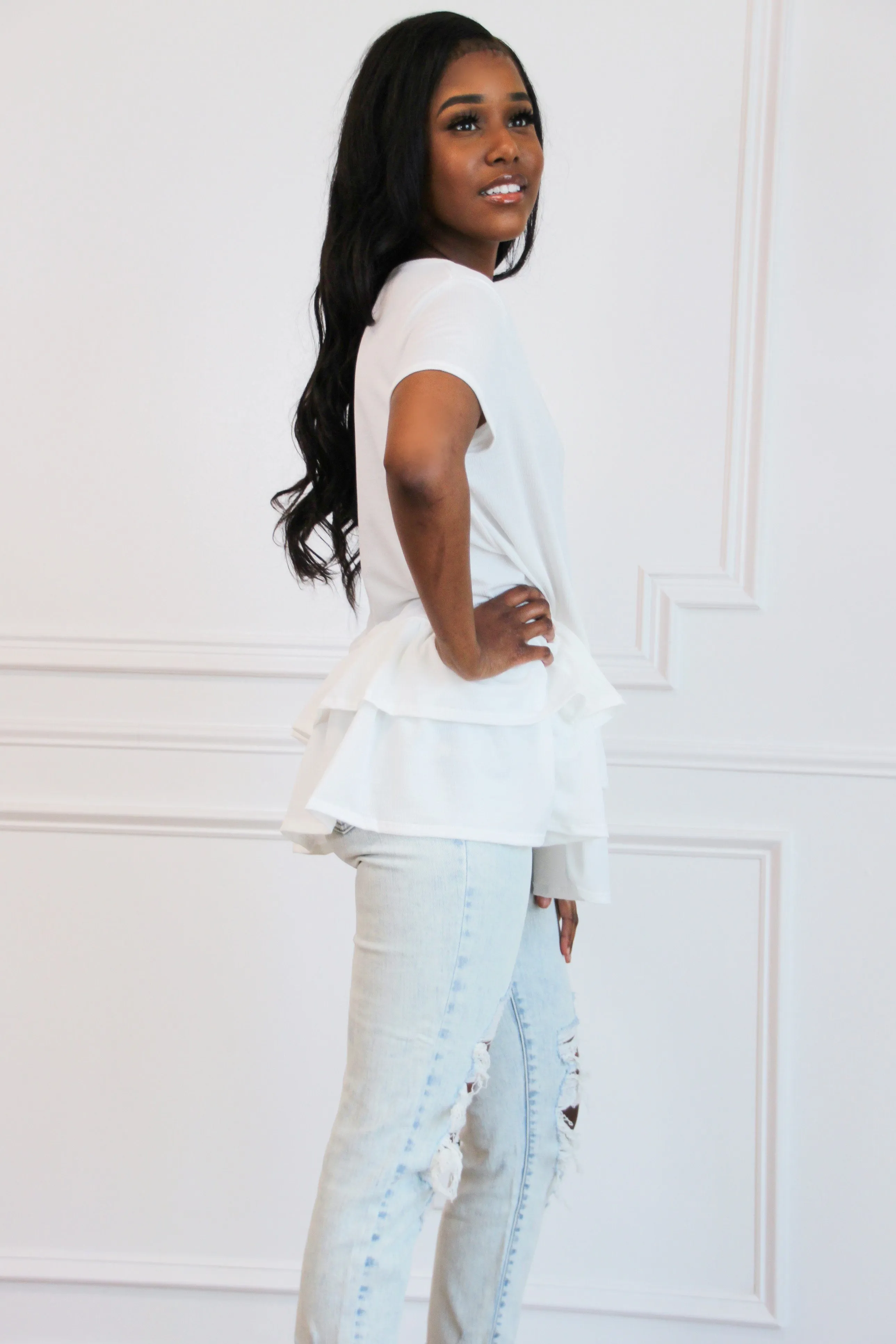 Darling Ruffle Top: White