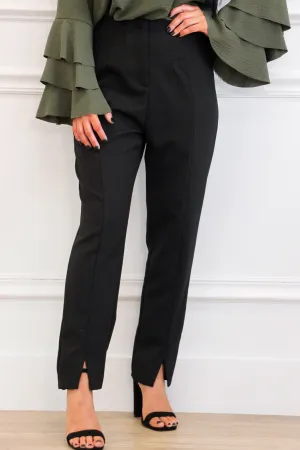 Deleon Split Hem Pants: Black