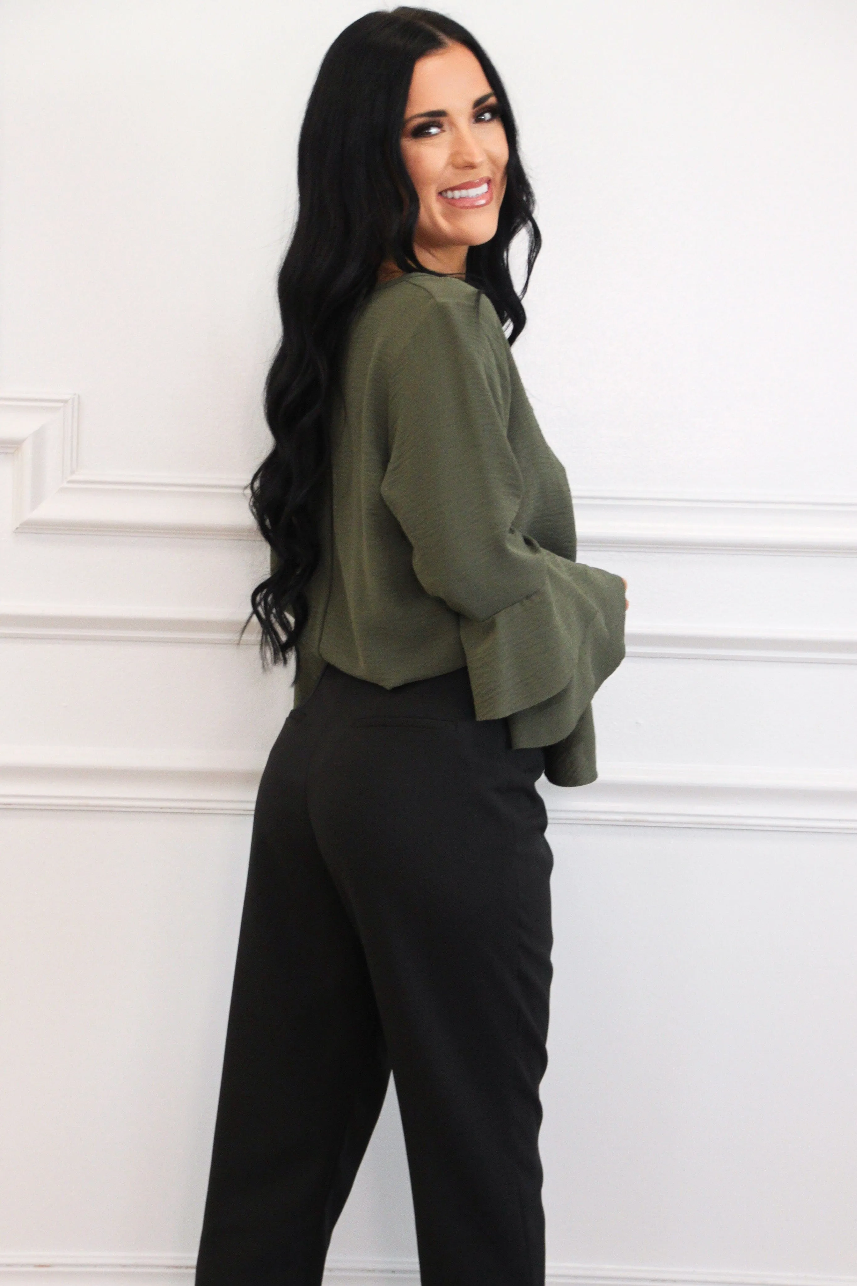 Deleon Split Hem Pants: Black