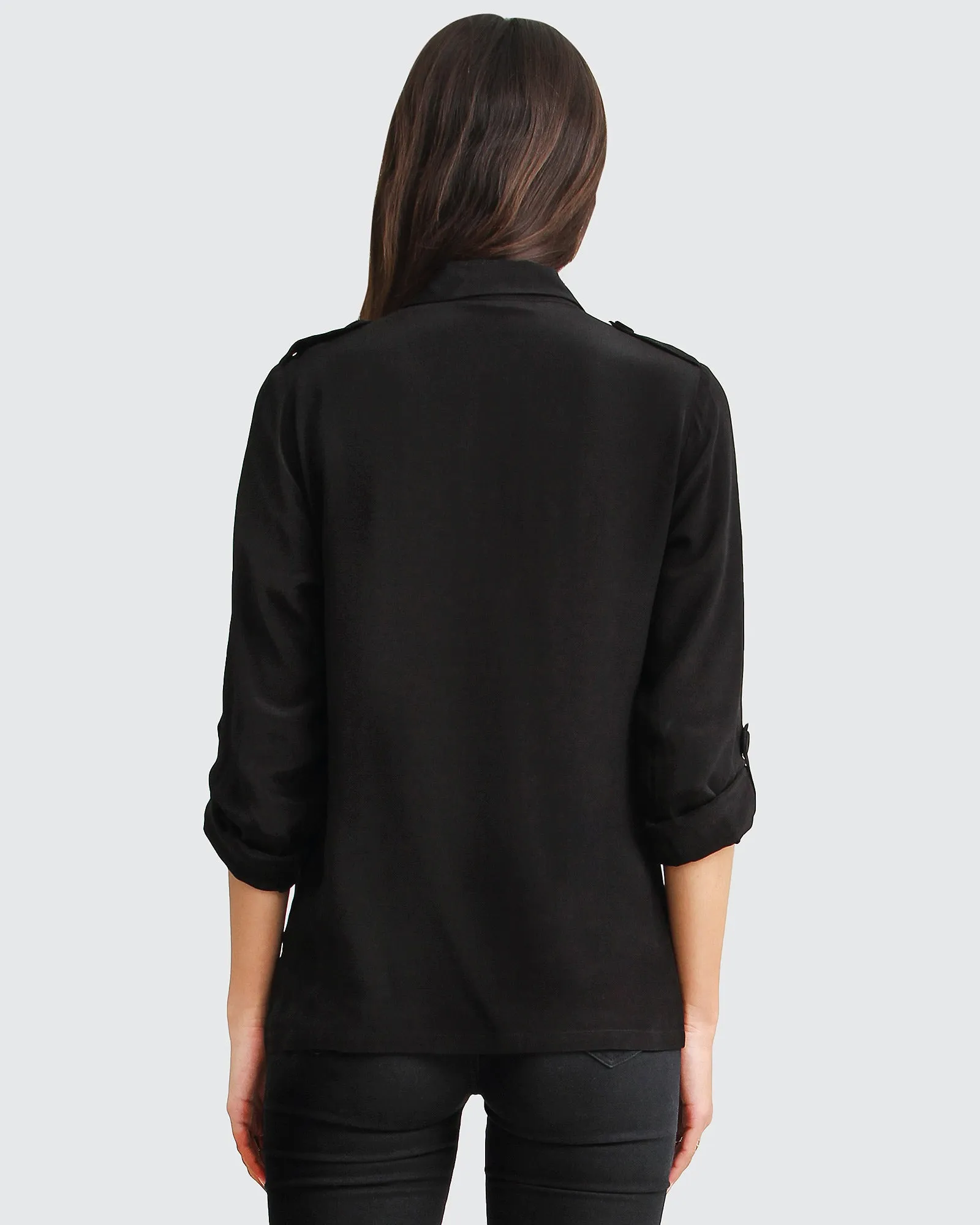Eclipse Rolled Sleeve Blouse - Black