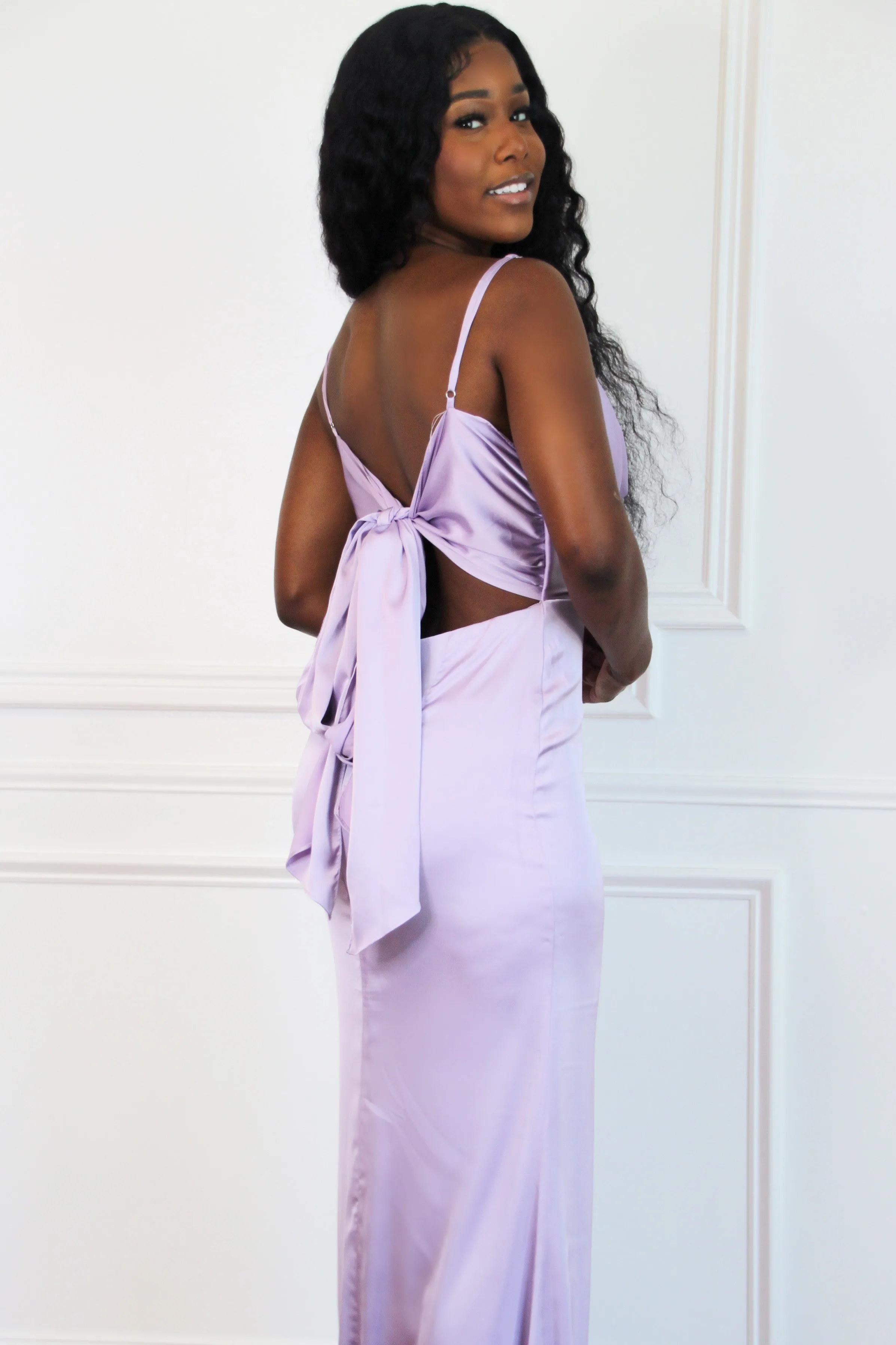 Elegant Nights Satin Formal Dress: Lavender