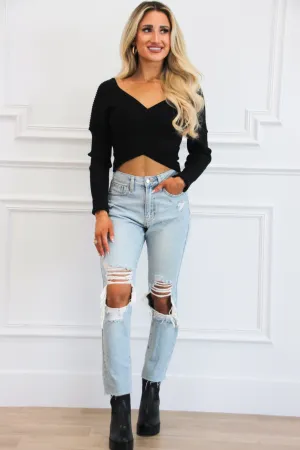 Eliza Crossover Crop Top: Black