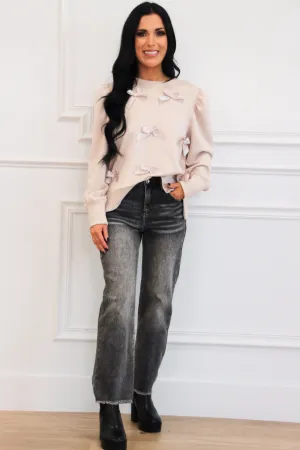 Elouise Bow Sweater: Oatmeal