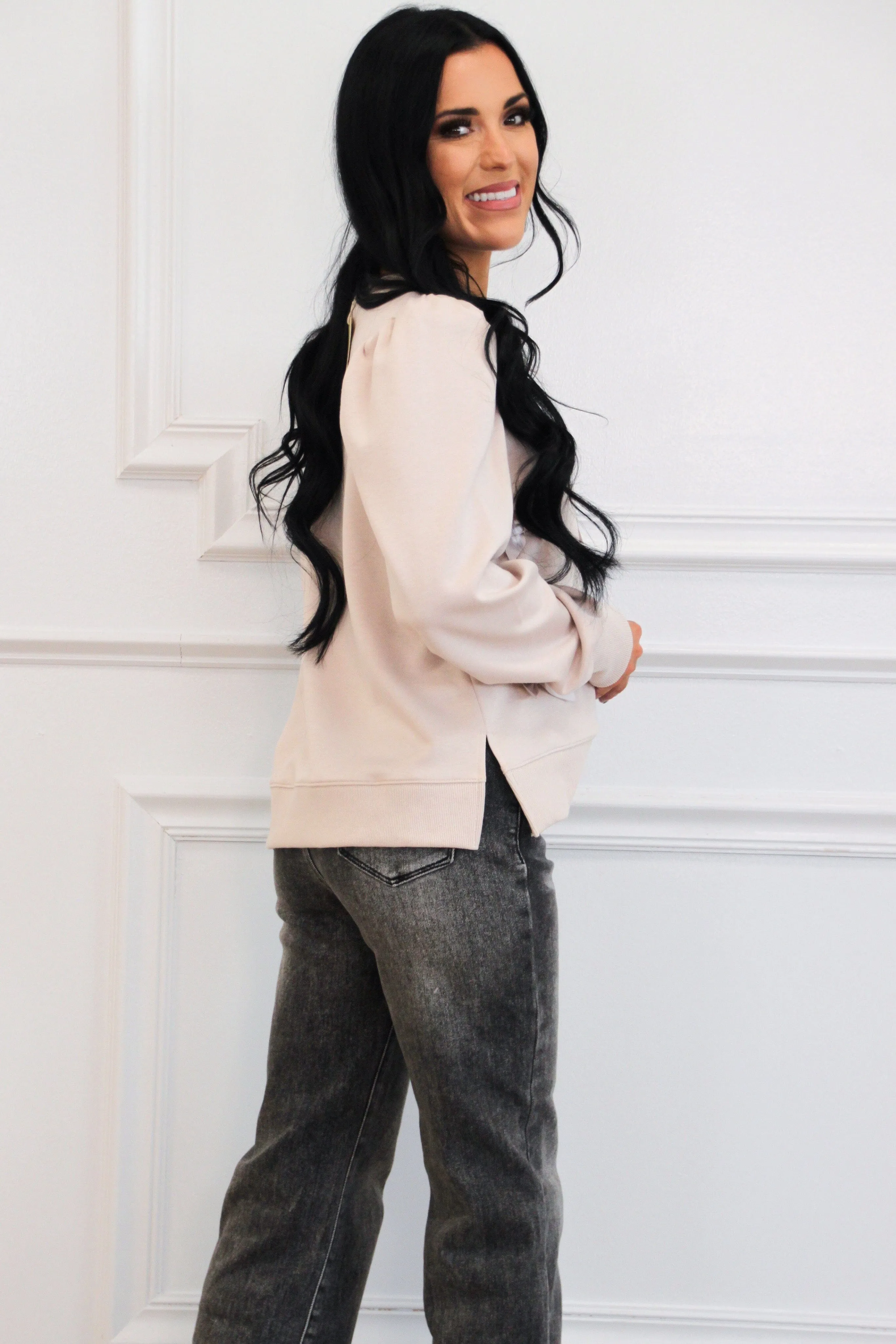 Elouise Bow Sweater: Oatmeal