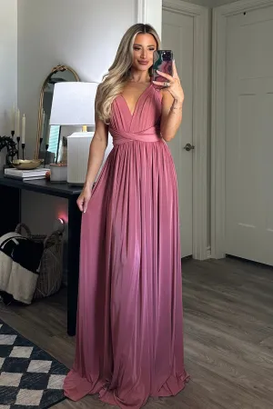 Enough For You Wrap Maxi Dress: Marsala
