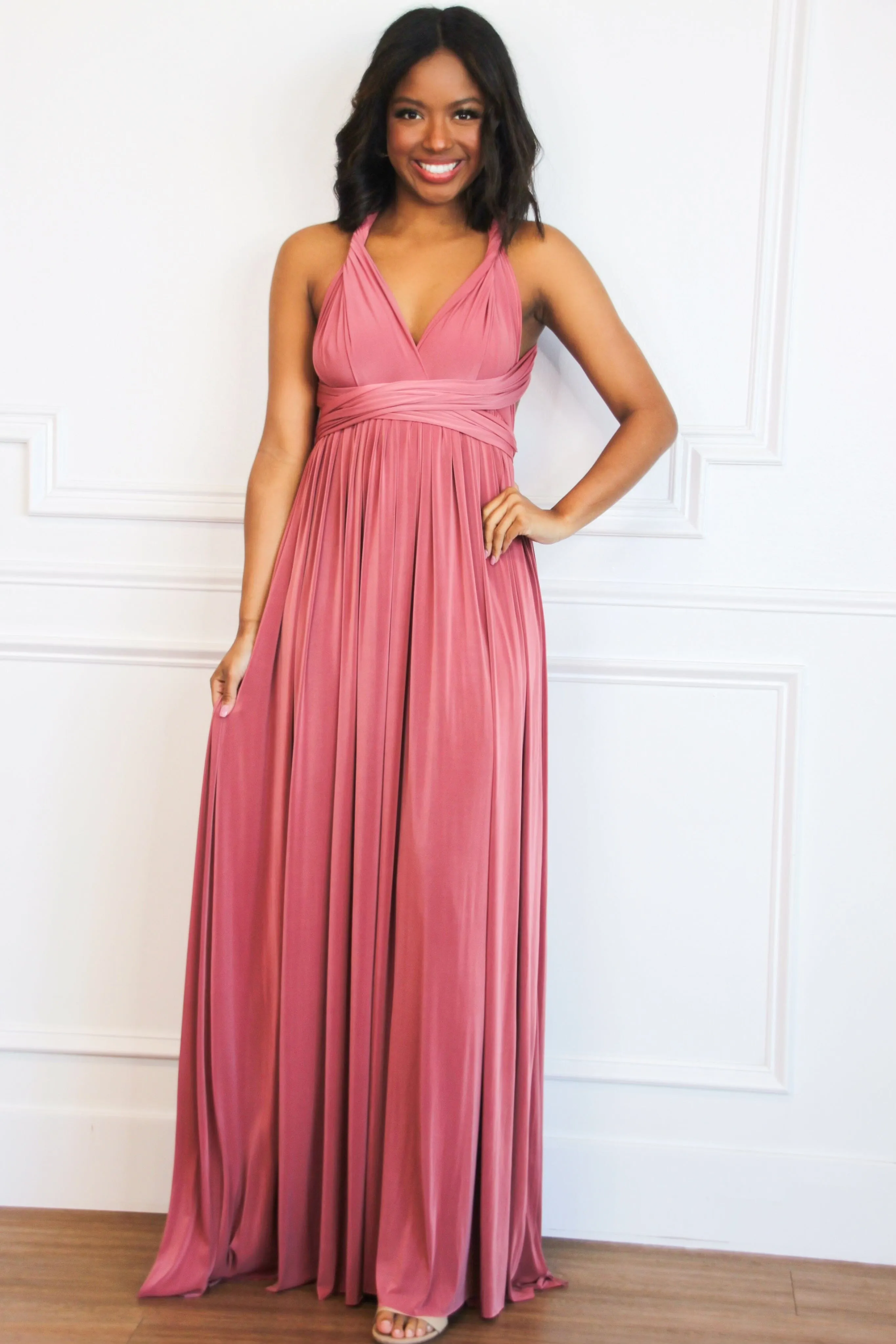 Enough For You Wrap Maxi Dress: Marsala