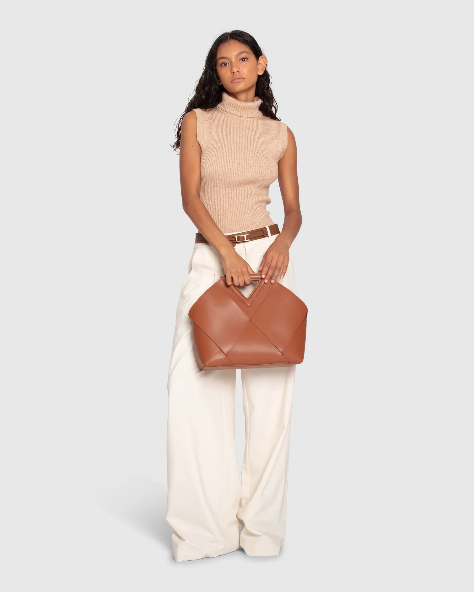 Equation Sleeveless Turtle Neck Knit - Camel