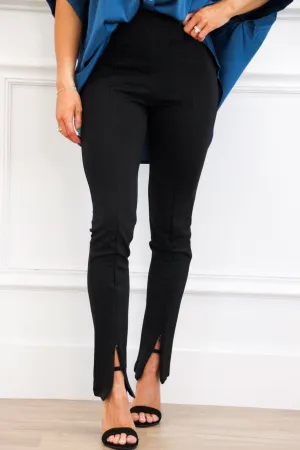 Eva Split Hem High Waisted Pants: Black