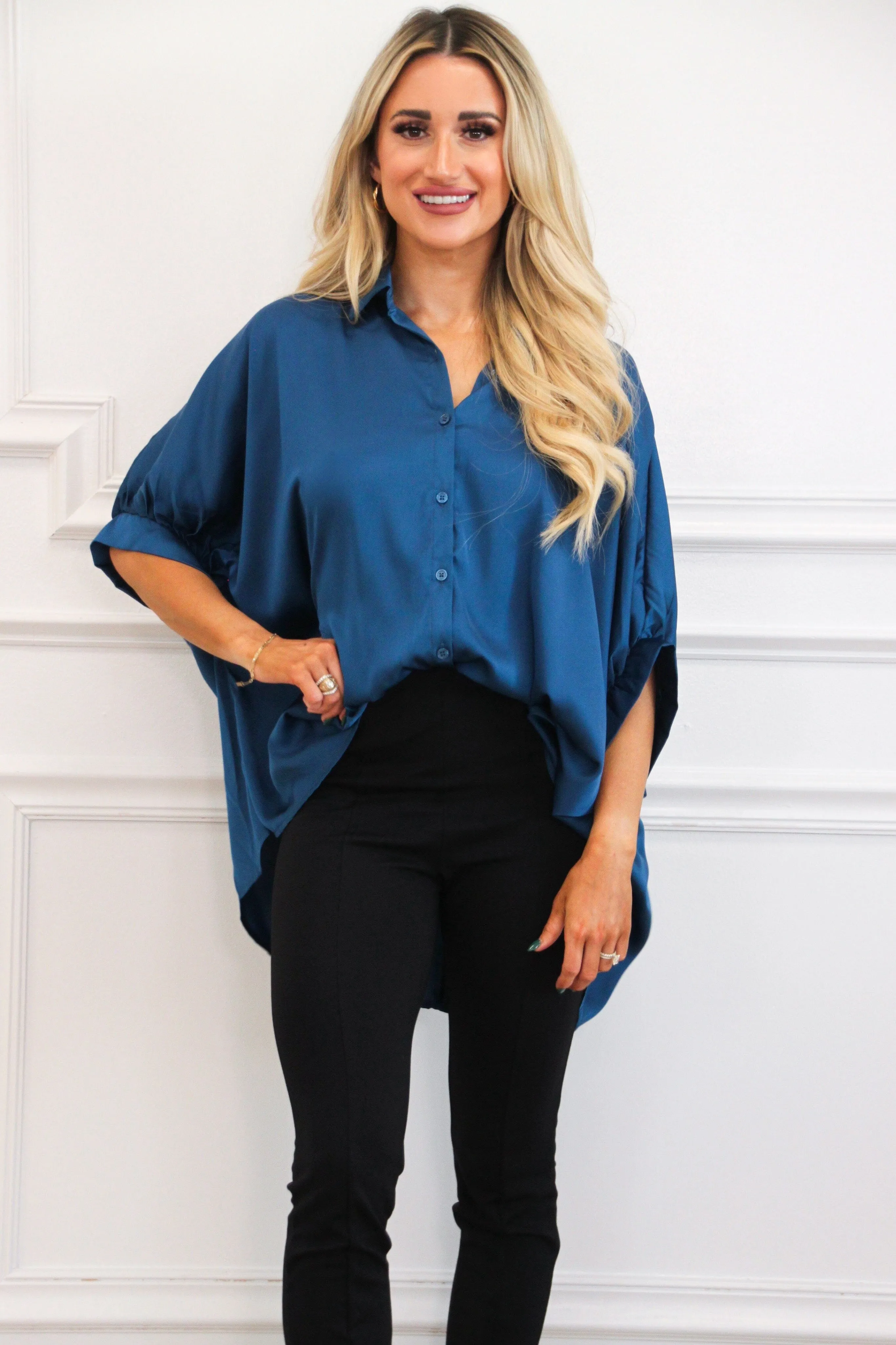 Eva Split Hem High Waisted Pants: Black