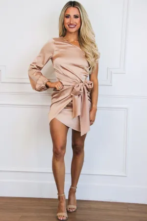 Evening Essential One Shoulder Satin Dress: Champagne
