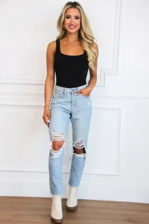 Every Day Essential Square Neck Bodysuit: Black