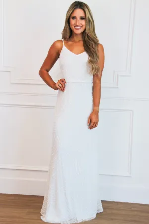 Fall Into You Beaded Formal Dress: White